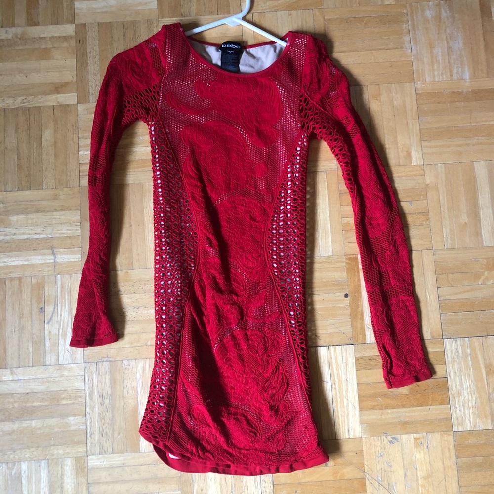 Tight mini red Bebe dress